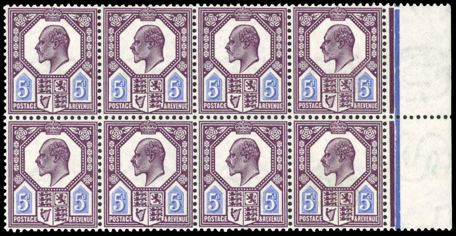1902 5d Slate purple and ultramarine (O). Unmounted o.g. block of eight
