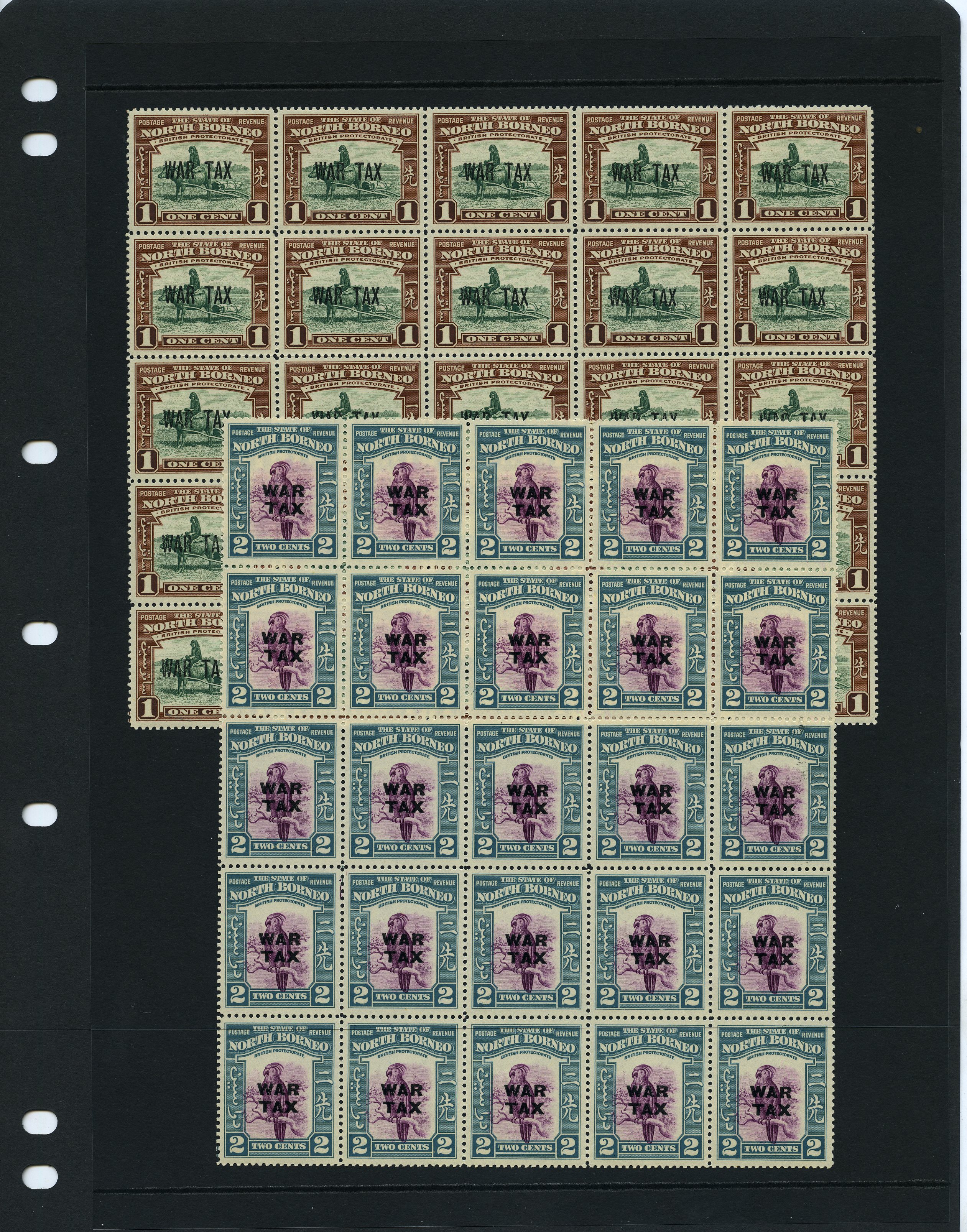 1941 War Tax pair in unmounted o.g. blocks of...