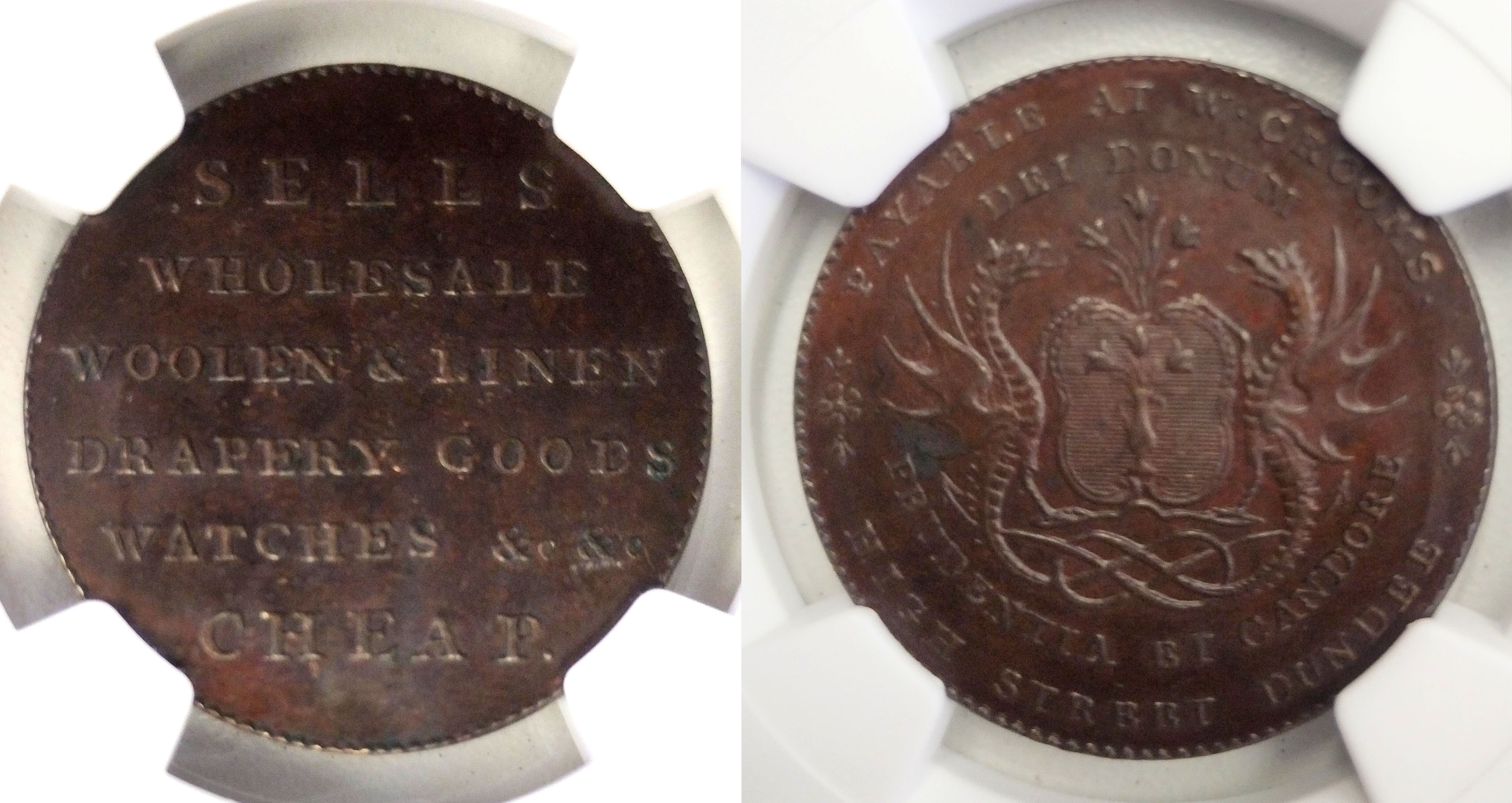 Great Britain, Angusshire. Dundee CU Halfpenny Token. Circa 1790. 