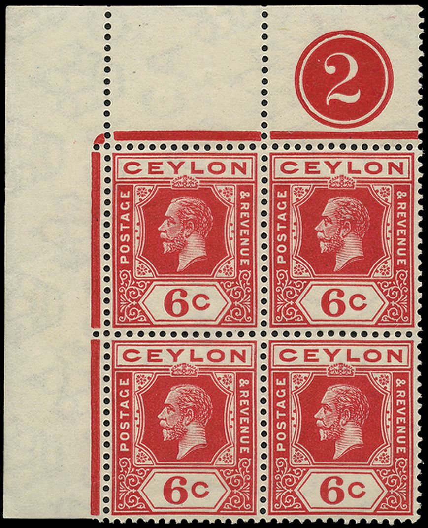 1912-25 6c carmine (type A) wmk MCA, variety...