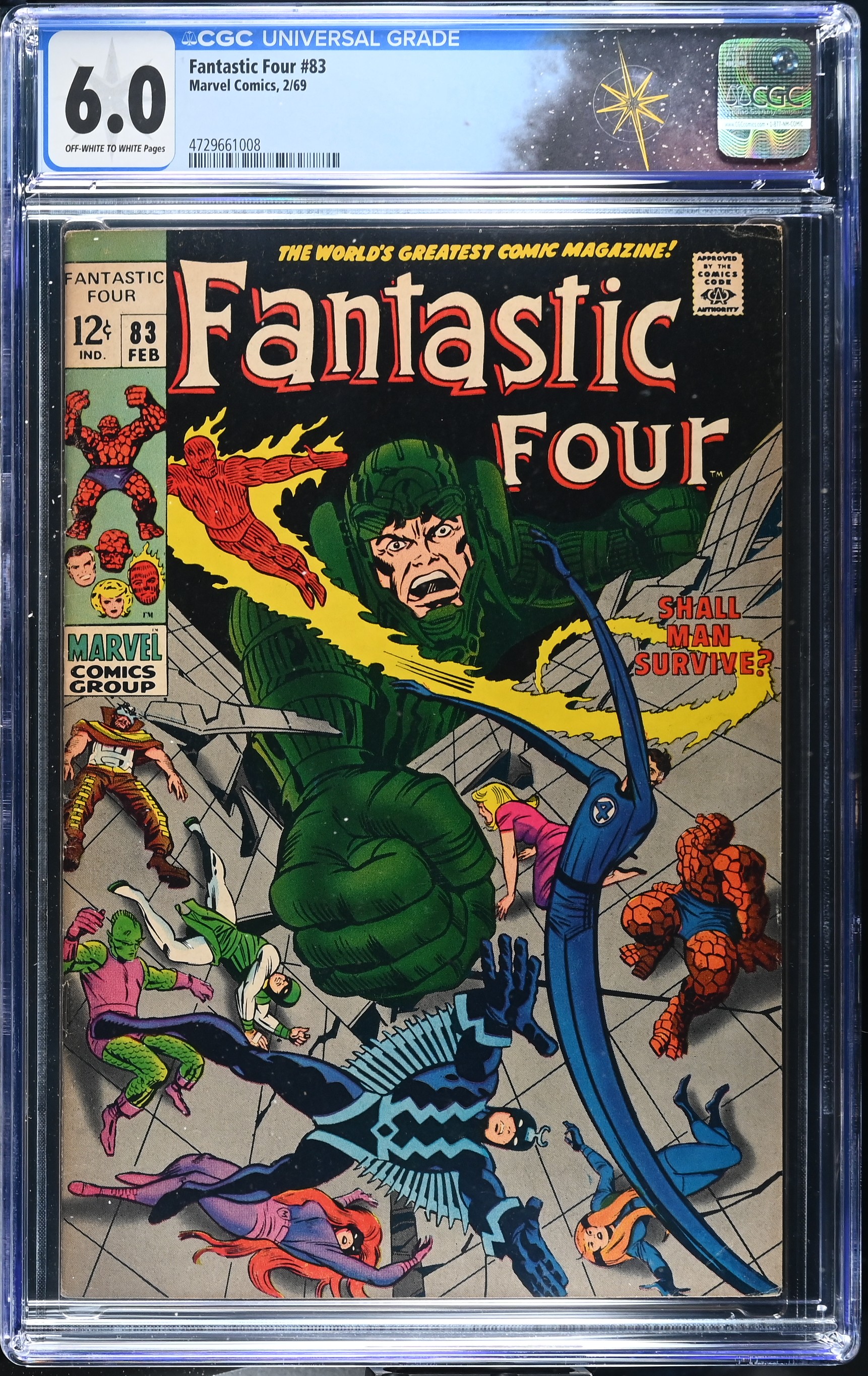 Fantastic Four #83 CGC 6.0 Cover by Jack Kirby and Joe Sinnott (Marvel Comics, 1969) Off-White to White Pages