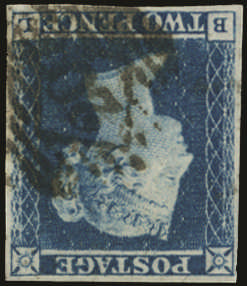 SG14wi 1841 2d Blue Pl.4 Wmk. Inverted BL