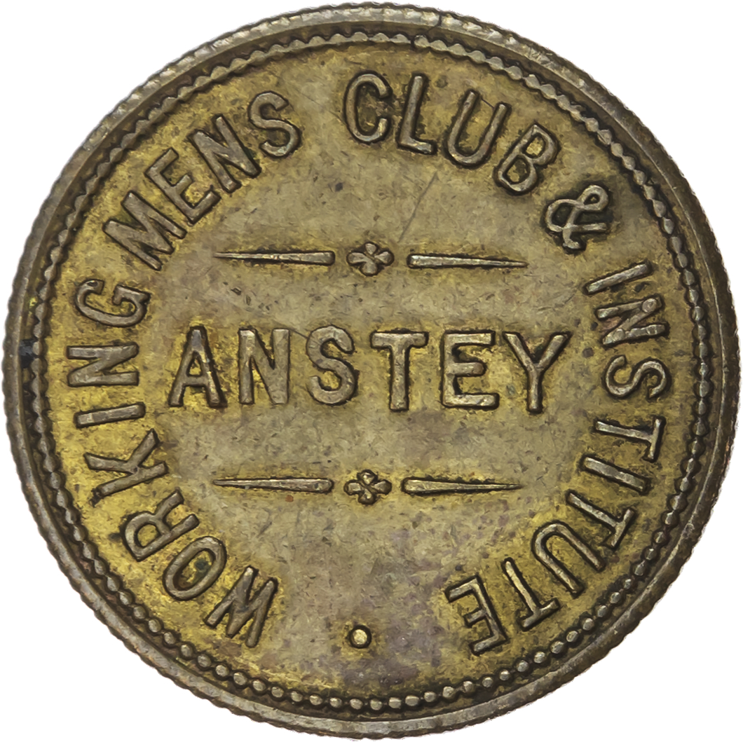 Lot of 5 coins - Leics . Anstey, Working Mens Club 3d. 26mm. aEF; Leicester Oxford St. Angel Inn 3d. 24.5mm. (Smith)...