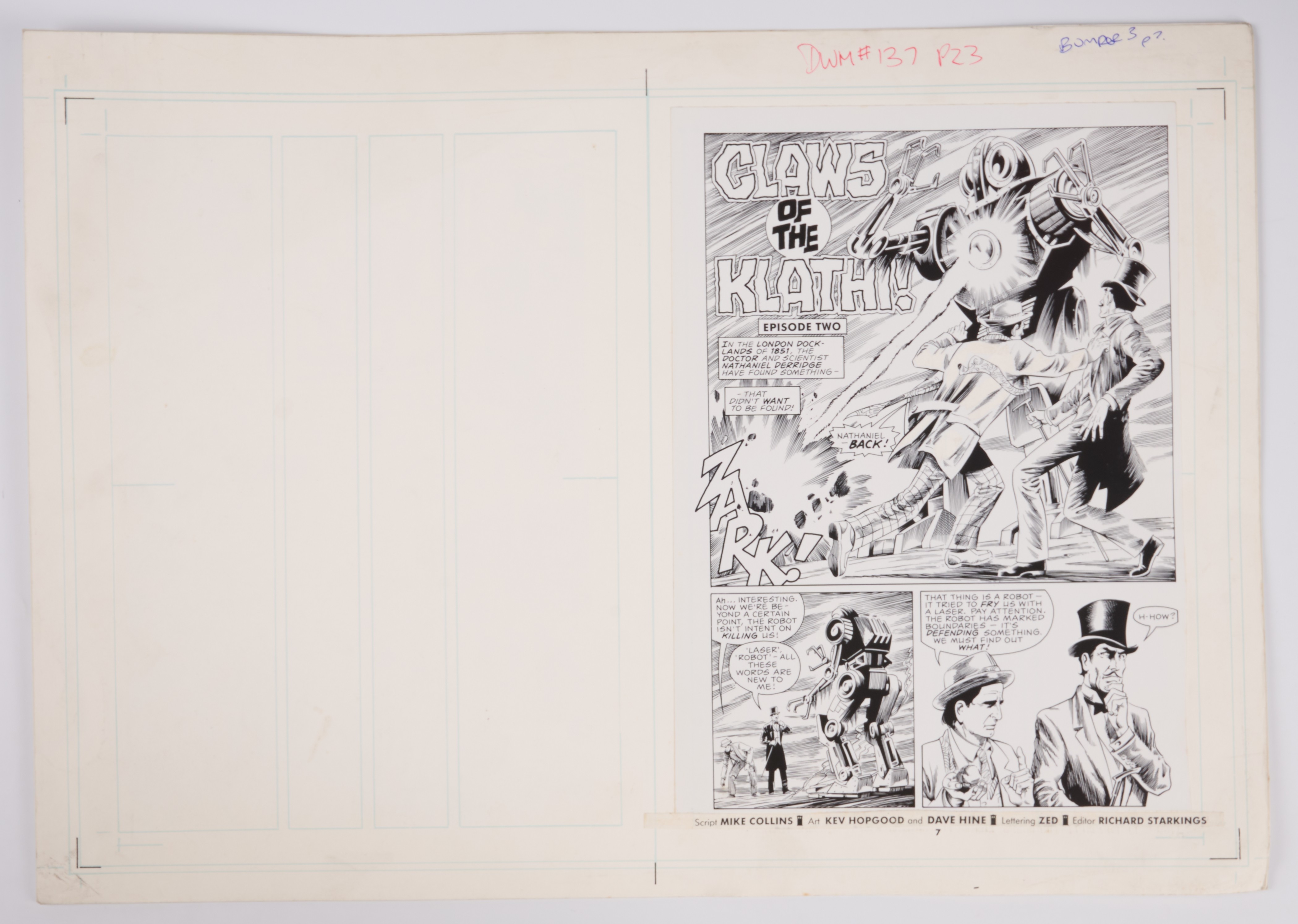 Kev Hopgood & Dave Hine Doctor Who Monthly #137 Claws Of The Klathi! Printed Story Pages (Marvel UK, 1988) Total 3