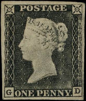 1840 1d grey-black Plate 1a (GD) very worn, four close to good margins, large part...