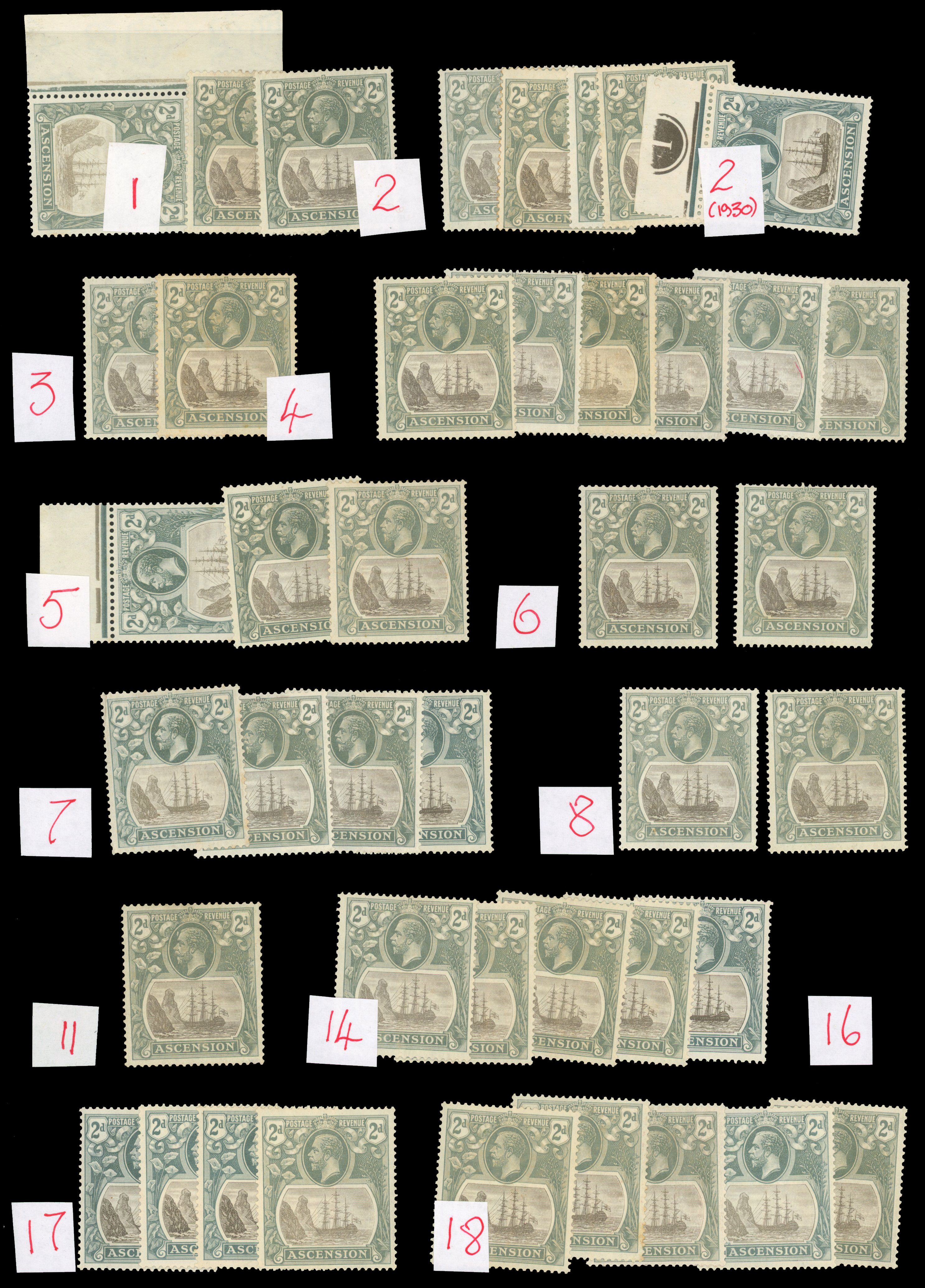 Ascension SG 13 positioned examples mint