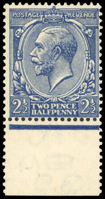 1920 2½d Indigo blue. Very fine unmounted o.g. bottom marginal example 
