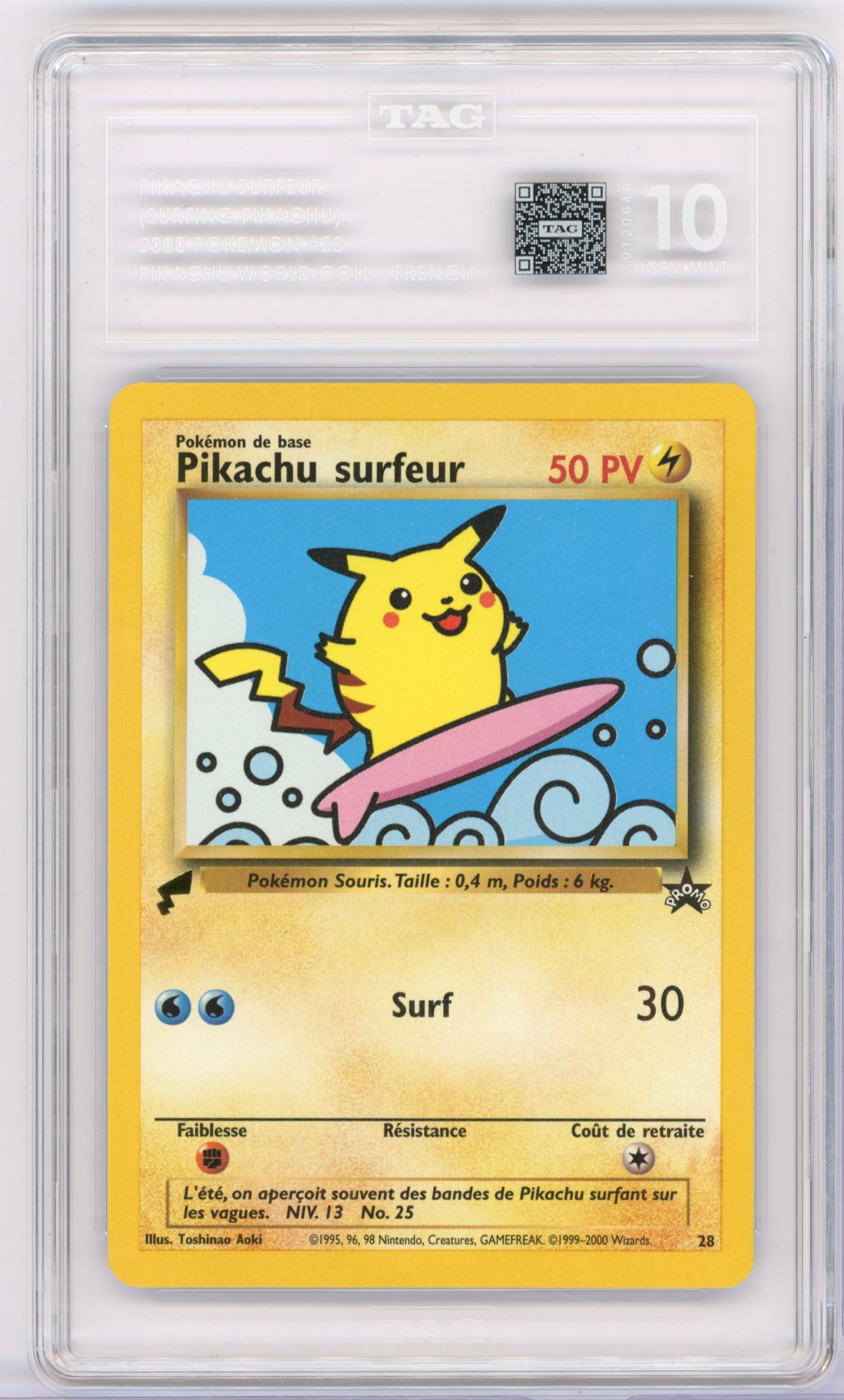 TAG 10 Pikachu Surfeur (Surfing Pikachu) #28 Pikachu World Collection