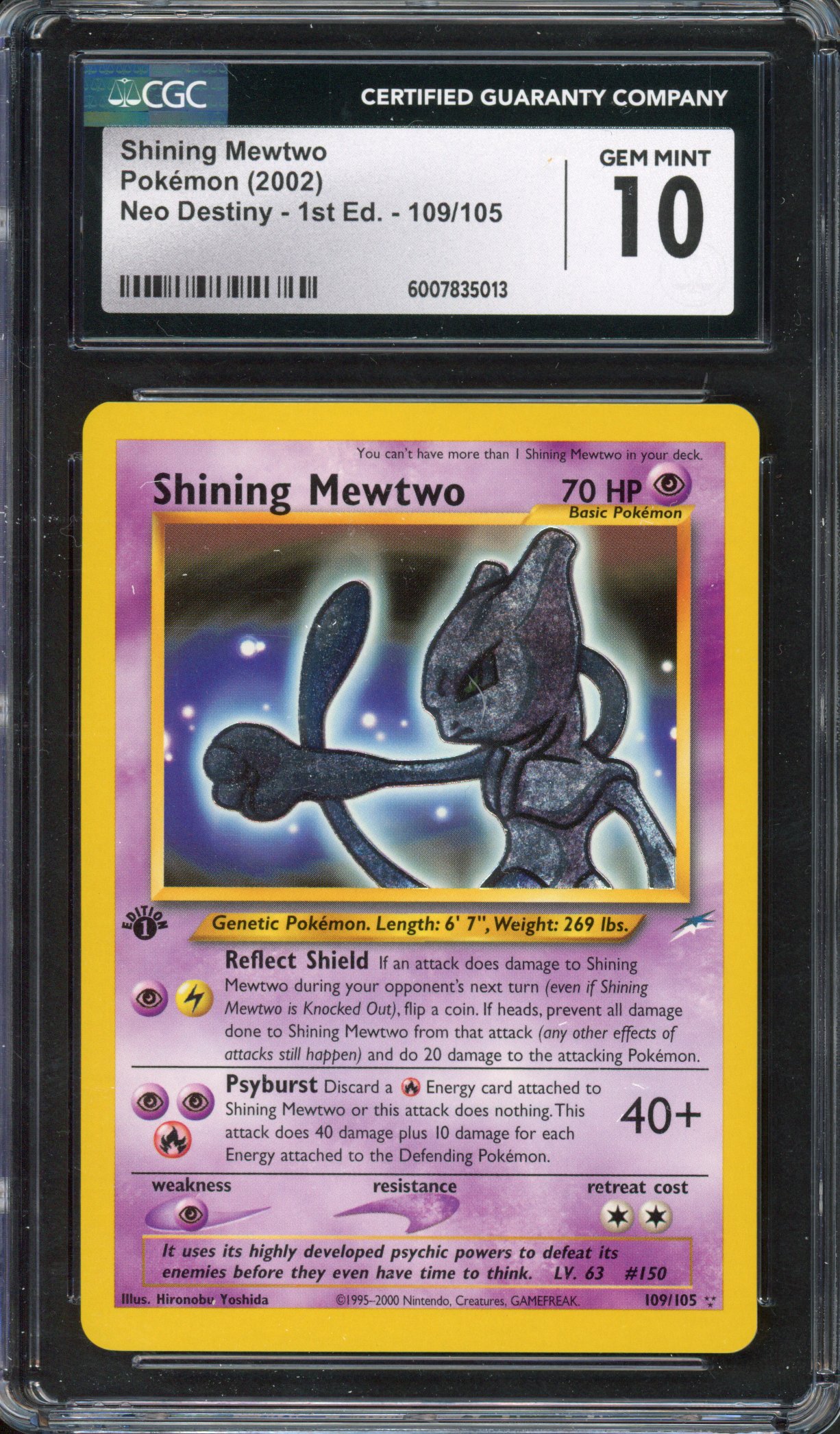 CGC 10 Shining Mewtwo 1st Edition - 109/105 - Neo Destiny