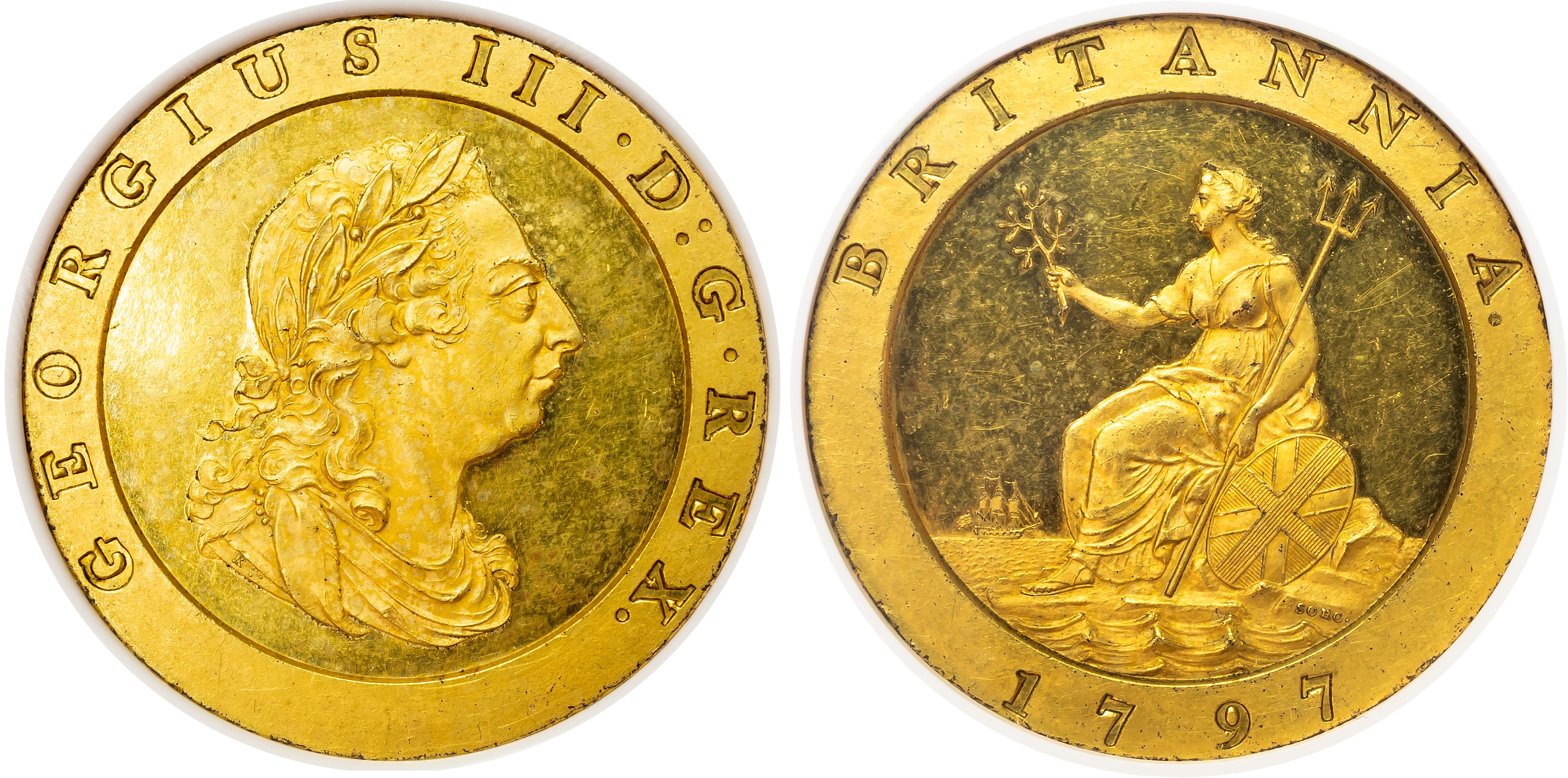 George III (1760-1820), Proof Twopence, 1797, struck in gilt-copper.