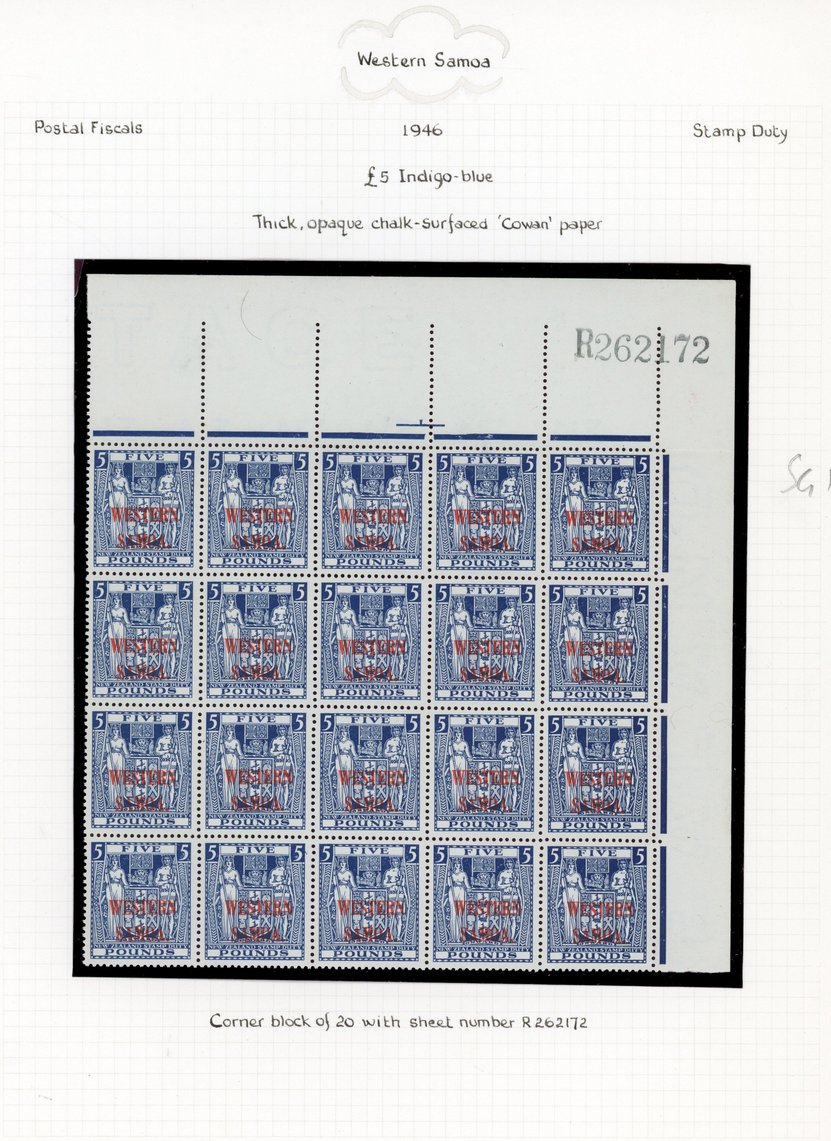Samoa SG 194 block mint