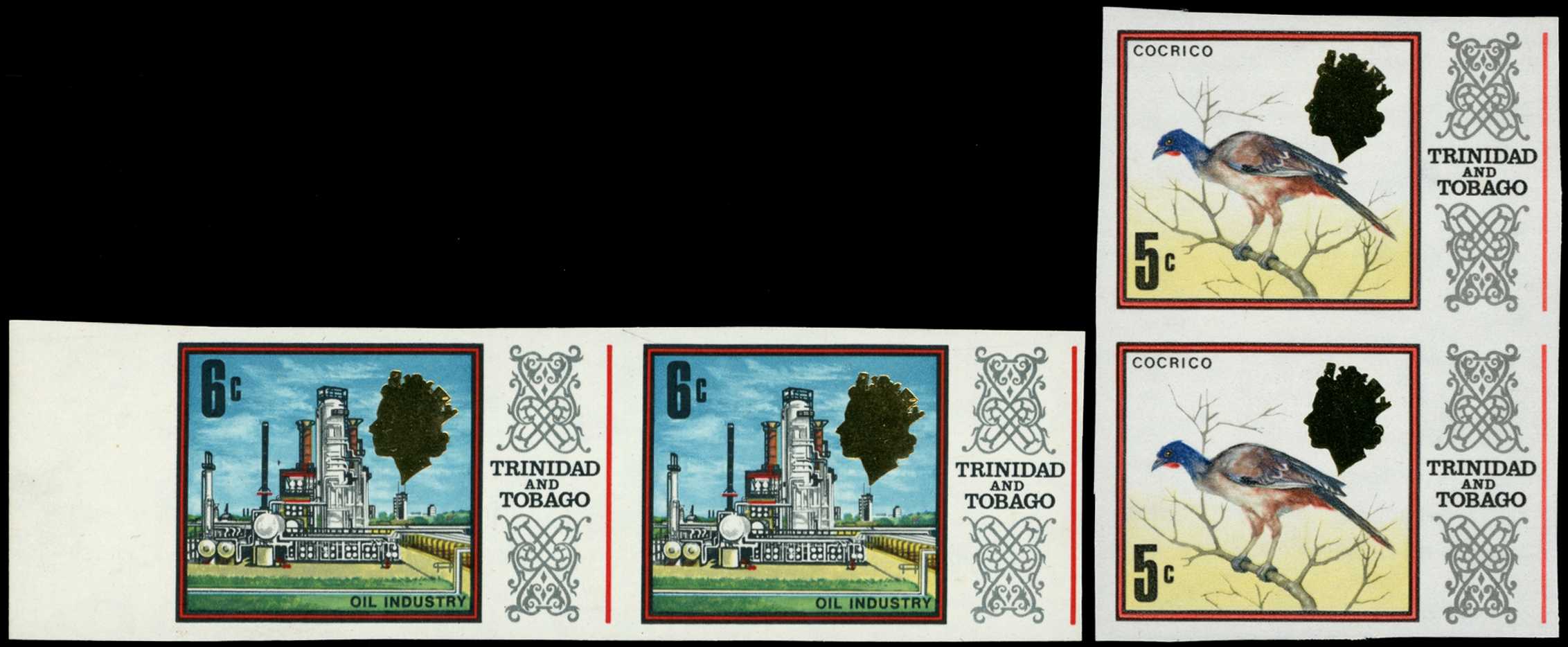 1969 imperforate pairs of the 5c and 6c...