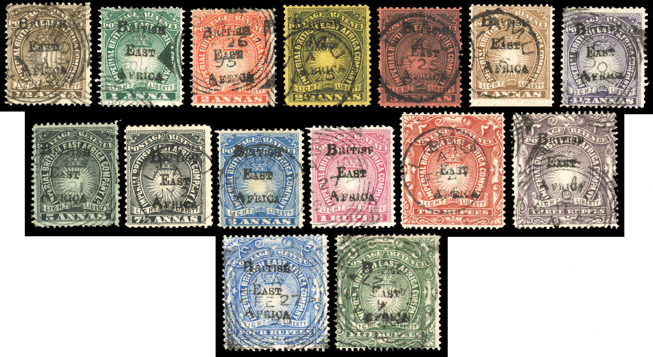 British East Africa SG 33-47 used set 