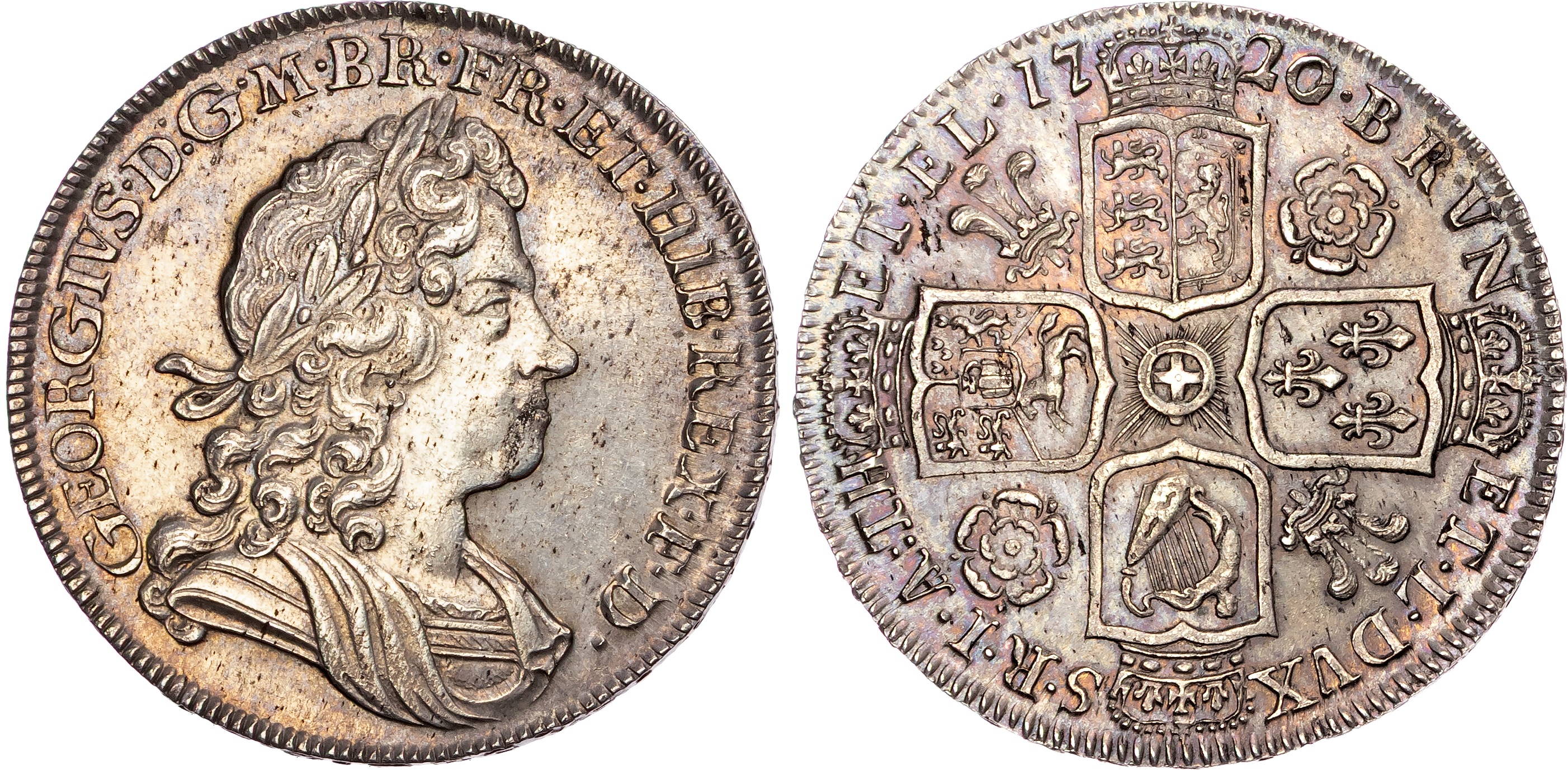 George I (1714‐1727), AR Halfcrown, 1720/17 SEXTO.