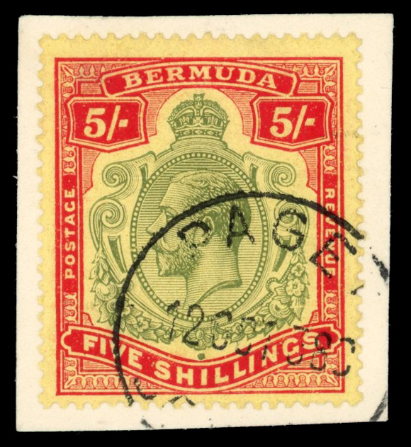 Bermuda SG 53df 1920 5s damaged leaf at bottom right used
