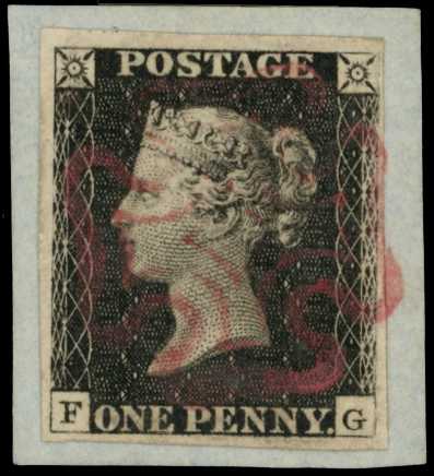 1840 1d black Plate 3 (FG), four good to...