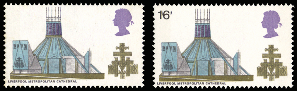 GB SG801a 1969 British Cathedrals. Black omitted.