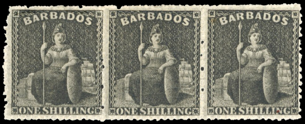 Barbados 1871 SG 51 1s strip mint