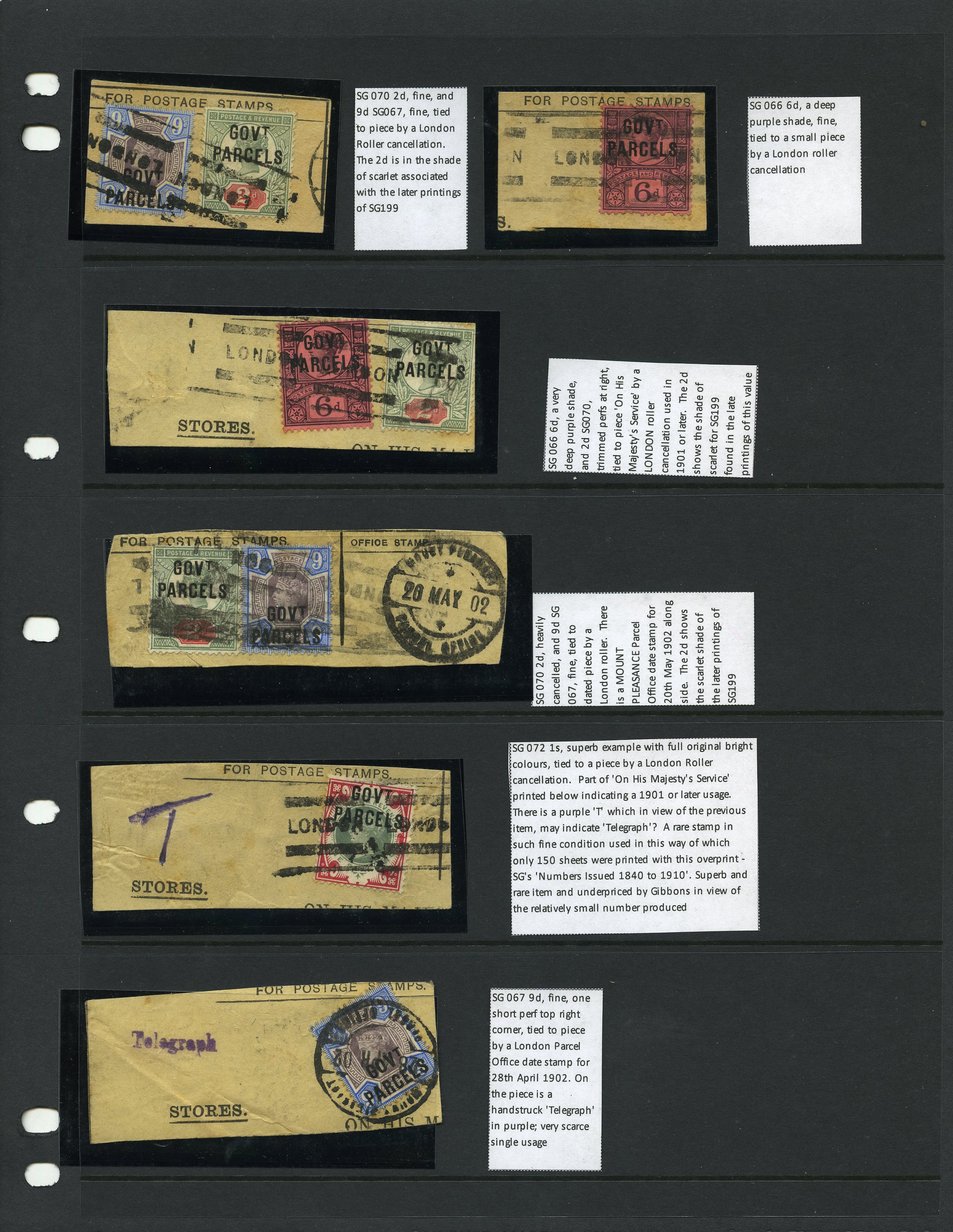 1887-1900 “GOVT PARCELS” overprints used...