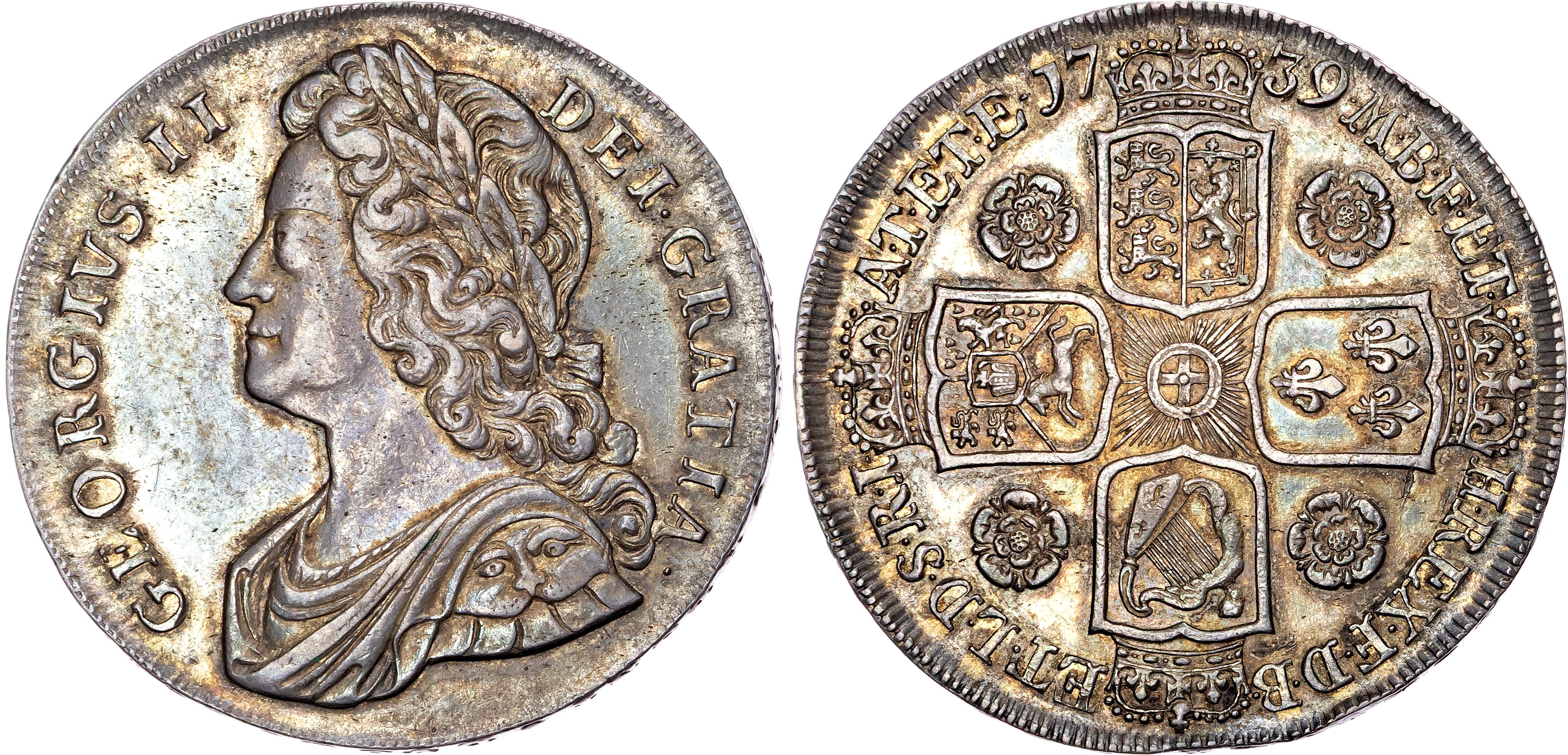 George II (1727‐1760), AR Crown, 1739 DVODECIMO.
