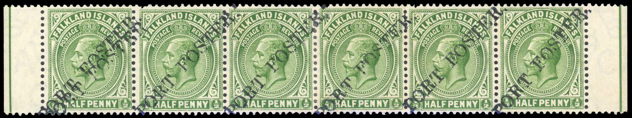 Falkland Islands Dependencies: South Shetlands Port Foster KGV ½d mint strip of six SG Z106