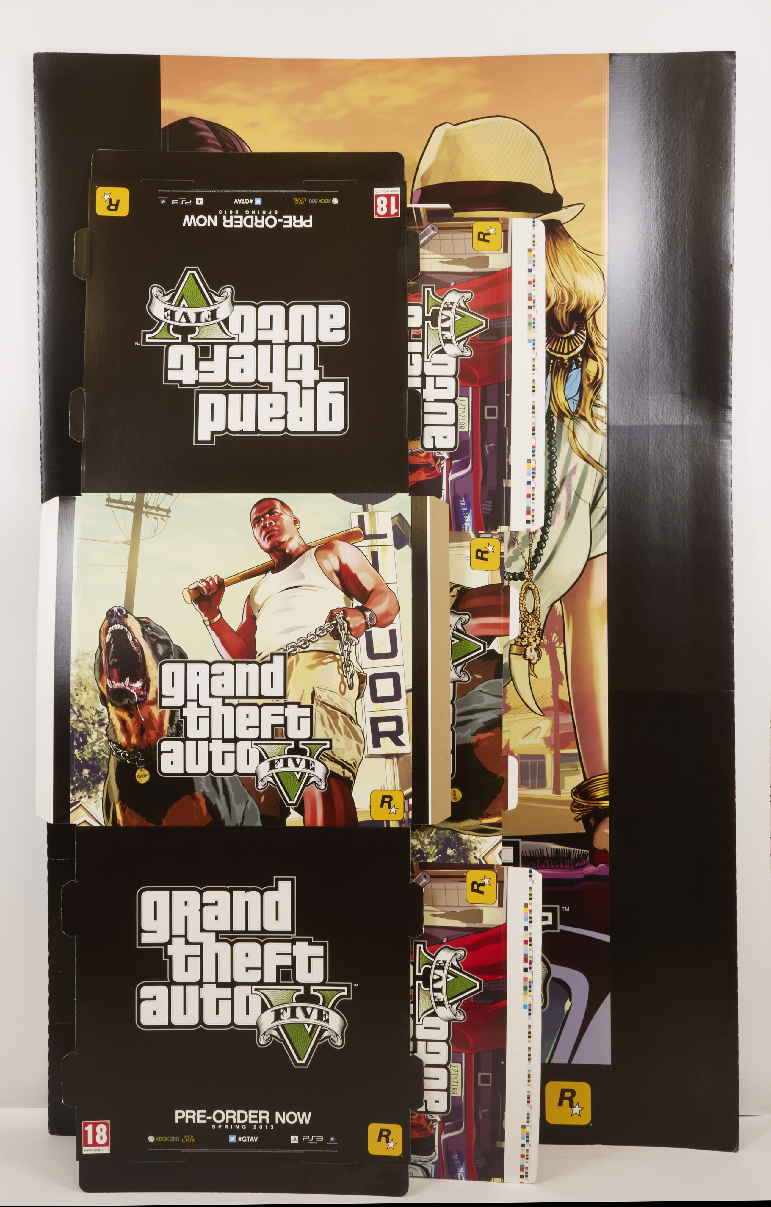 Grand Theft Auto 5 Wrap around cardboard standee and cube - Complete in Box + Roller banner