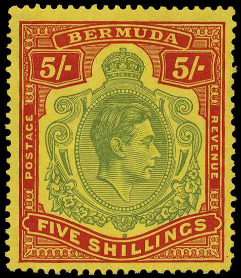 1939 (Jan.) 5/- pale green and red on...