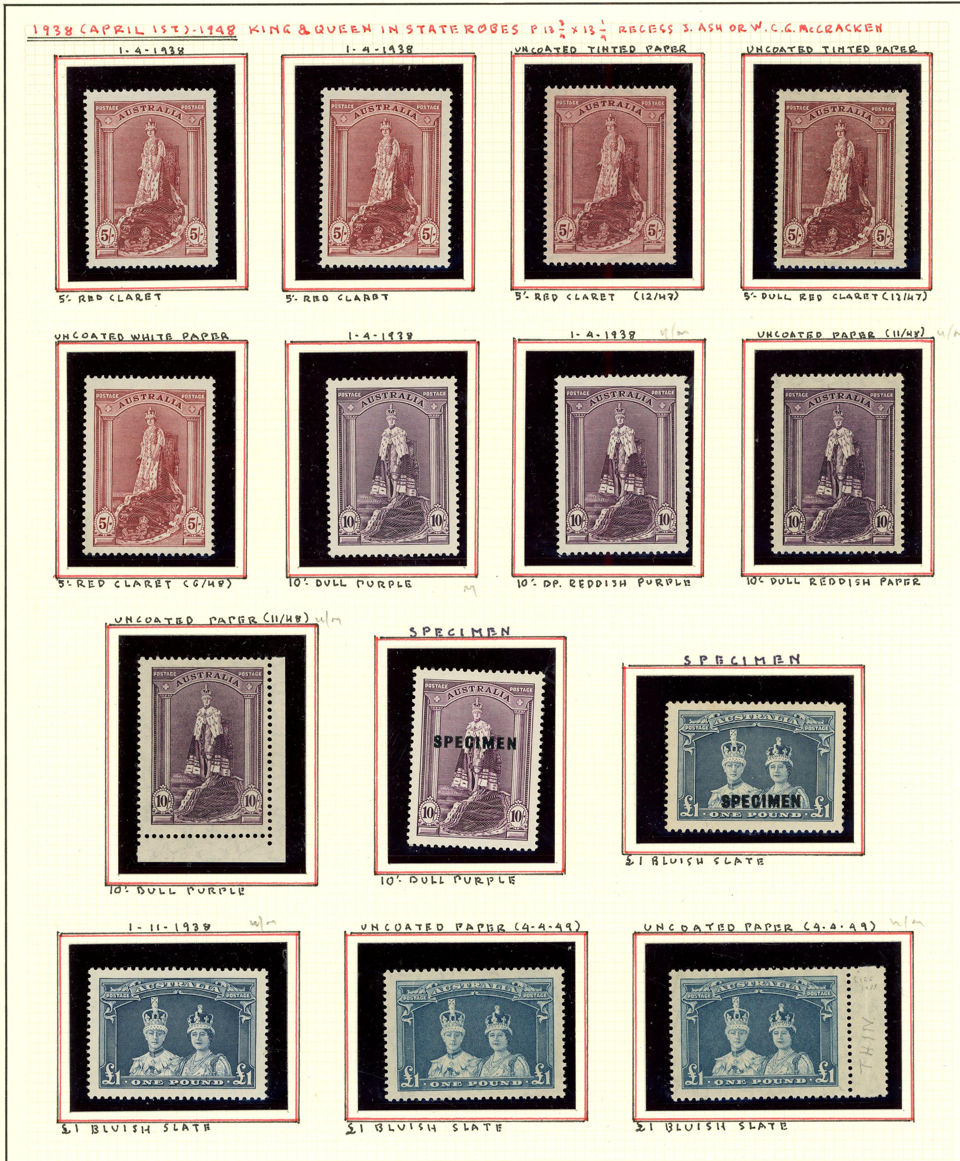 1937-49 perf 13½ x 14 low values (28) and perf 13½ high values SG 164/178s