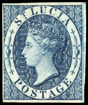 St. Lucia 1863 (4d) indigo, imperforate plate proof, SG 7var