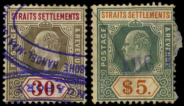 1904-10 30ct grey and carmine and $5 dull...