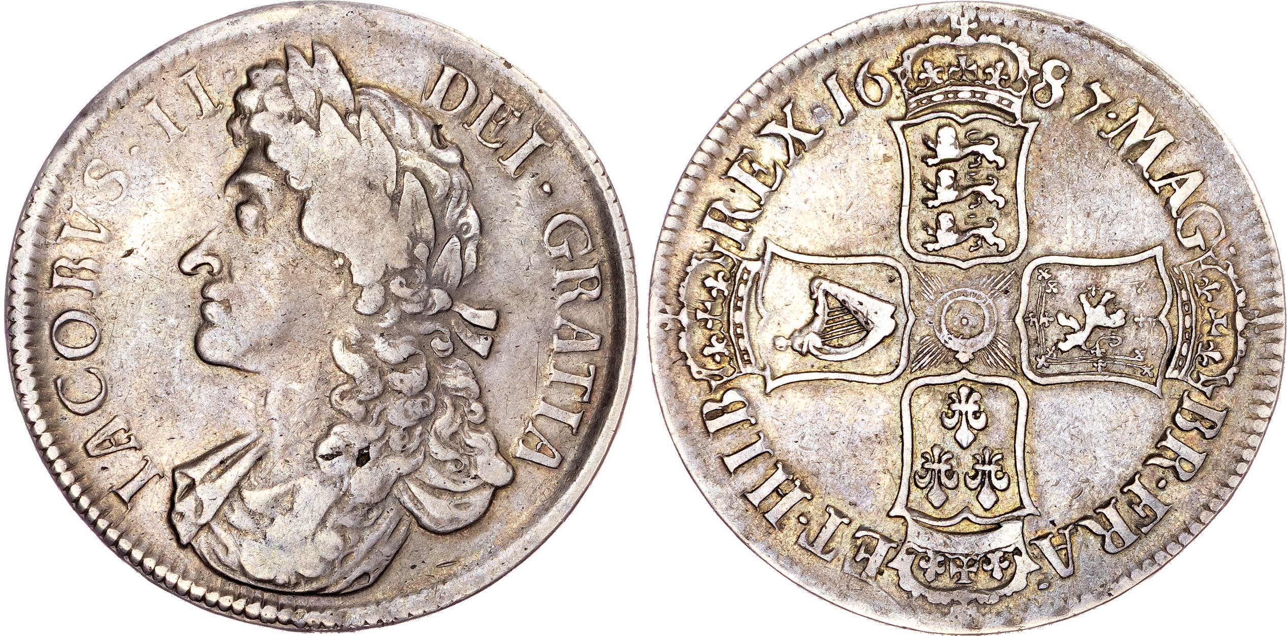 James II (1685‐1688), AR Crown, 1687 TERTIO.