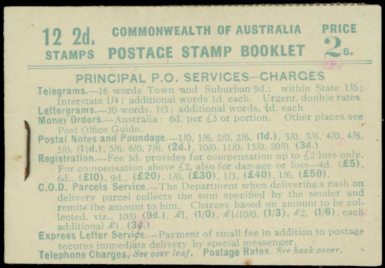 BOOKLET: 1930-33 2s booklet, green on pale...