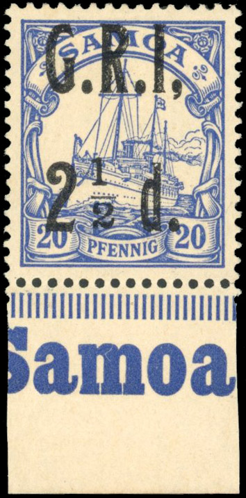 Samoa SG 104d 1914 GRI 2½d on 20pf, comma after 'I' mint