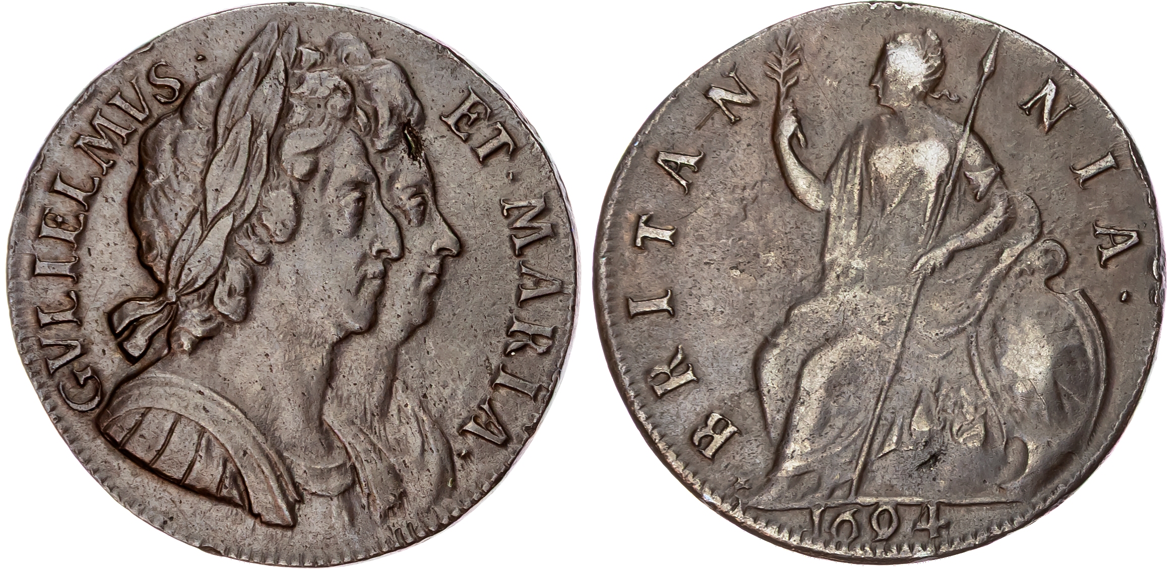 William and Mary (1689‑1694), AE Halfpenny, 1694.