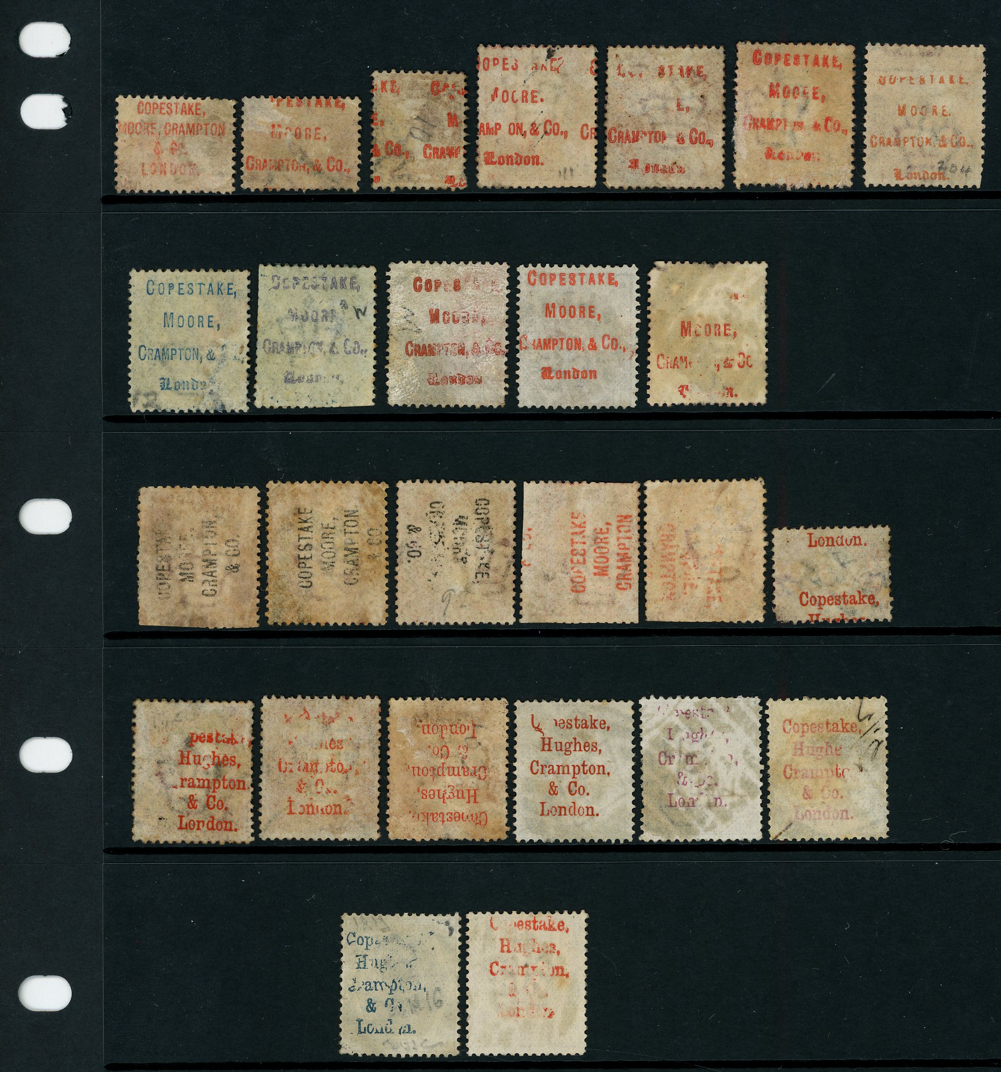 Great Britain 1867 Copestake, Moore/Hughes, Crampton & Co London opts collection