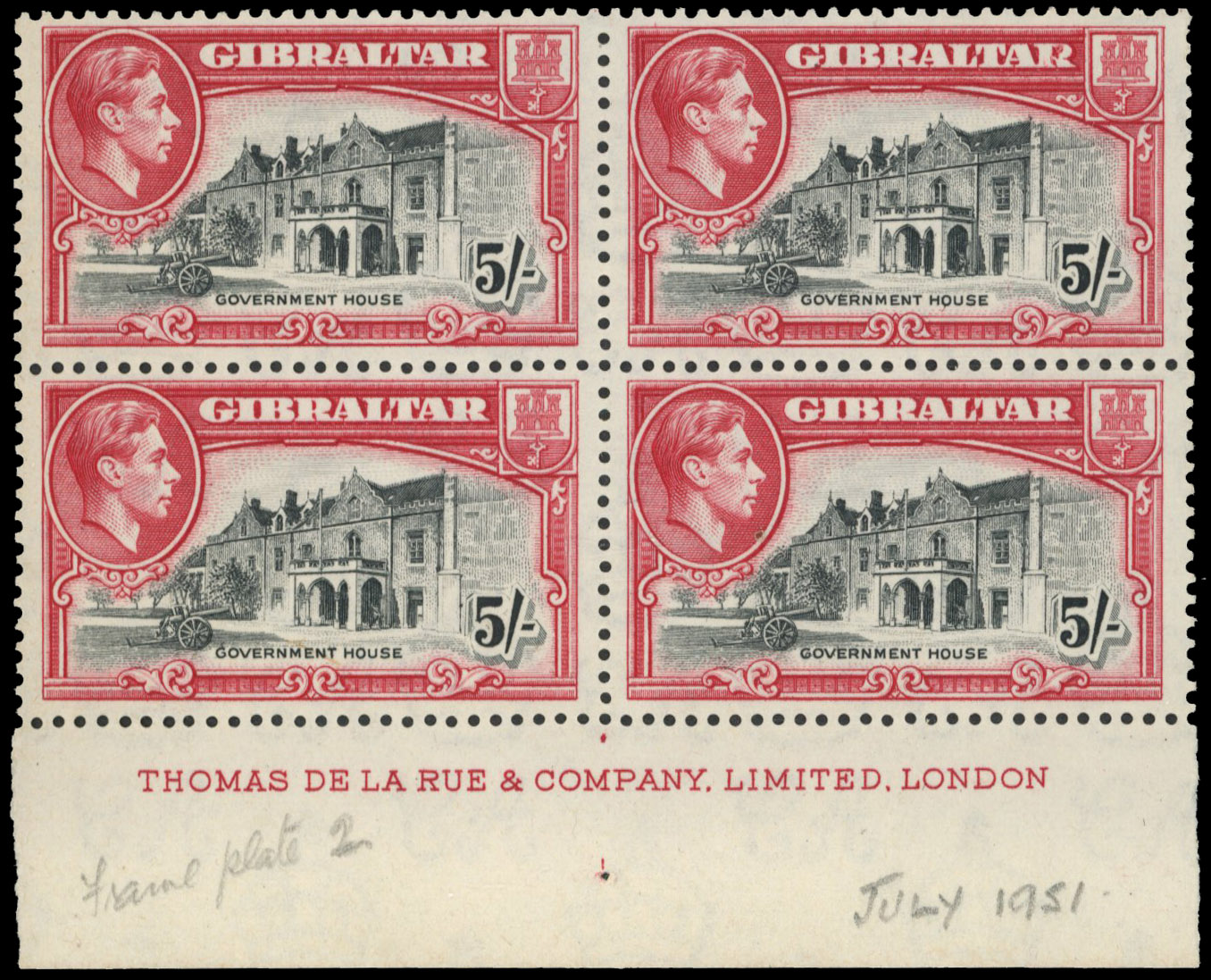 Gibraltar SG 129ba imprint block mint