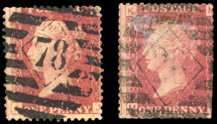 1868 W.J. Barron & Sons unofficial underprints two examples