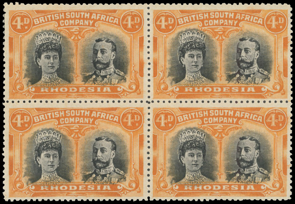 4d black and orange RSC B block, positions 43-9 mint