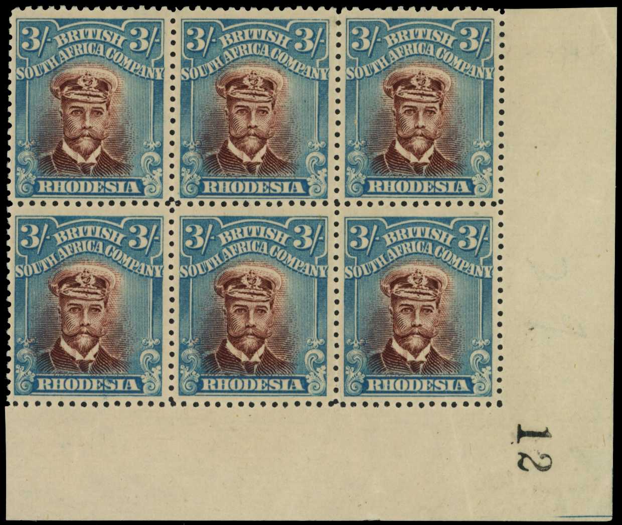 1917-20 3/- Head Die IIIA, perf 14. Mint...