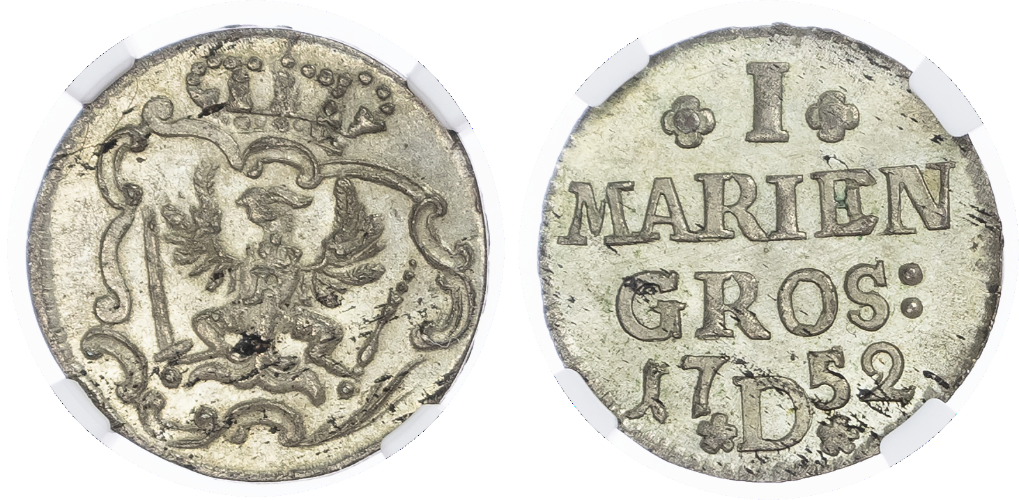 Germany, States.East Friesland Bi 1 Marien Groschen. 1752D.