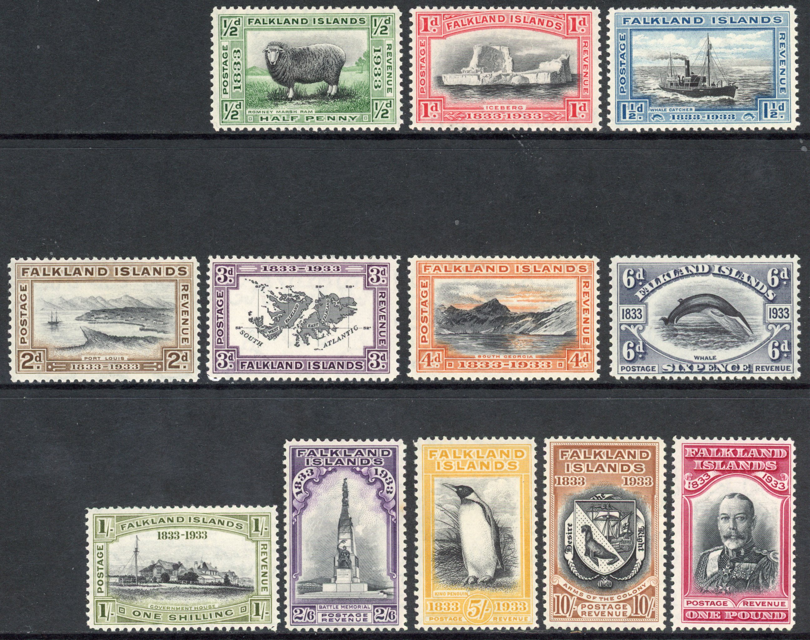 Falkland Is Centenary set lpog SG 127-138 