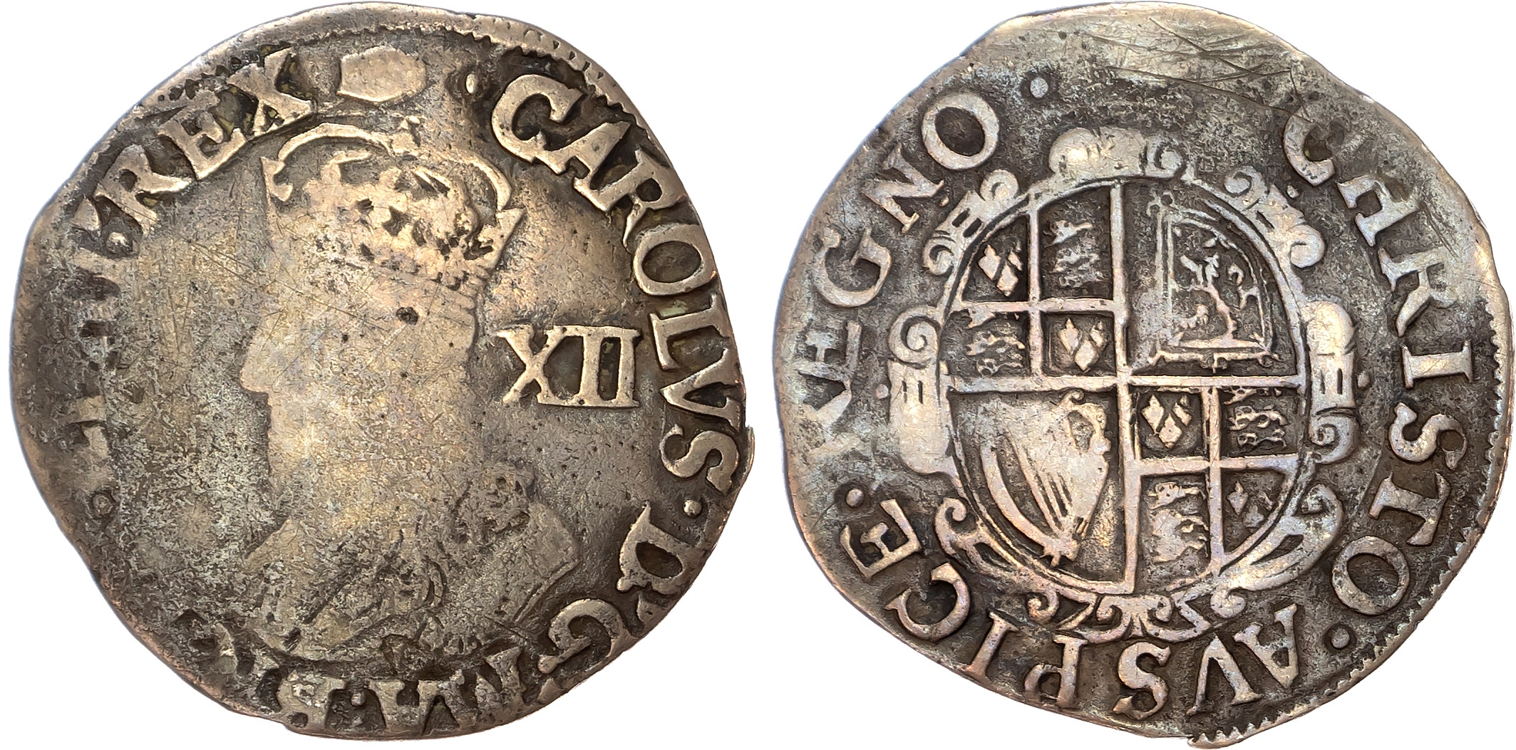 Charles I (1625-1649) Shilling, group D, type 3a, Tower mint under the King, mintmark tun (1636-38).