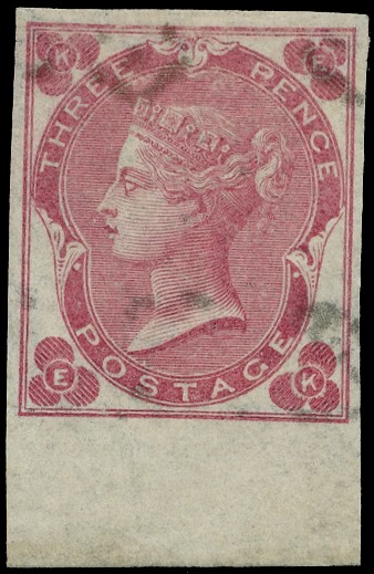 1862 3d Rose Pl.3 (with white dots) Imperforate example