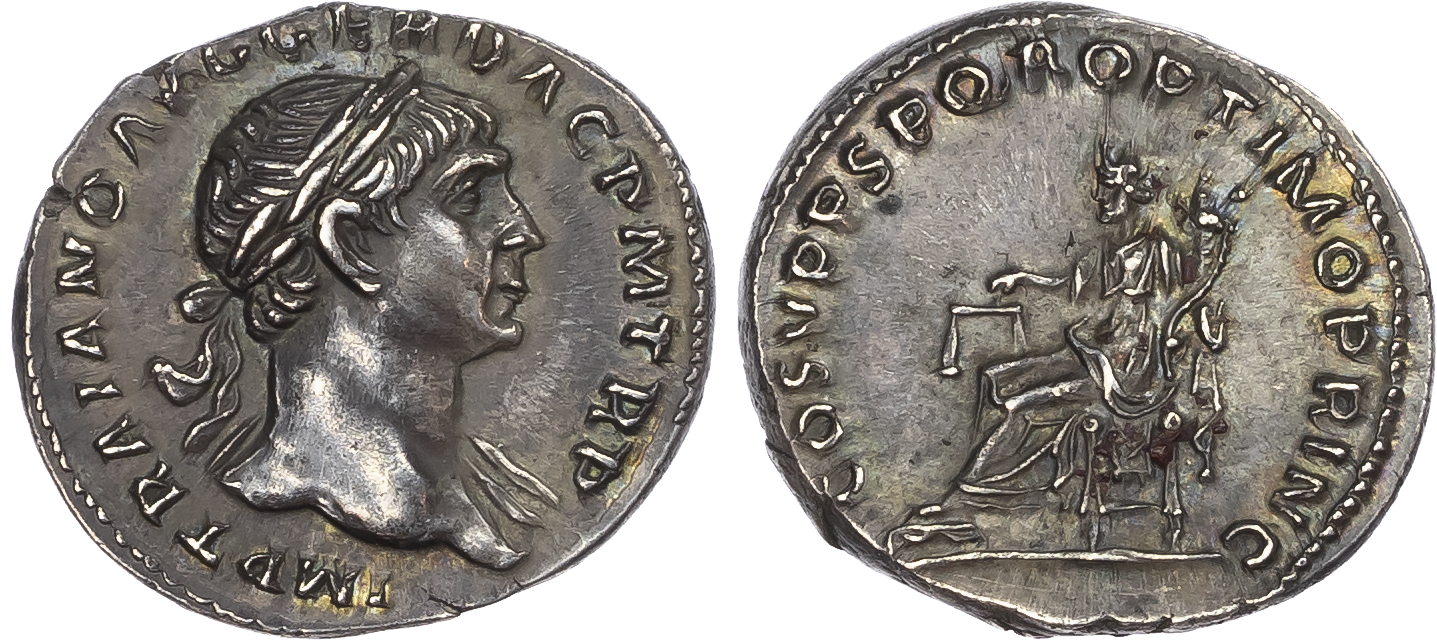 Trajan (AD 98-117) AR Denarius, Rome, AD 108-109, 3.41g. 