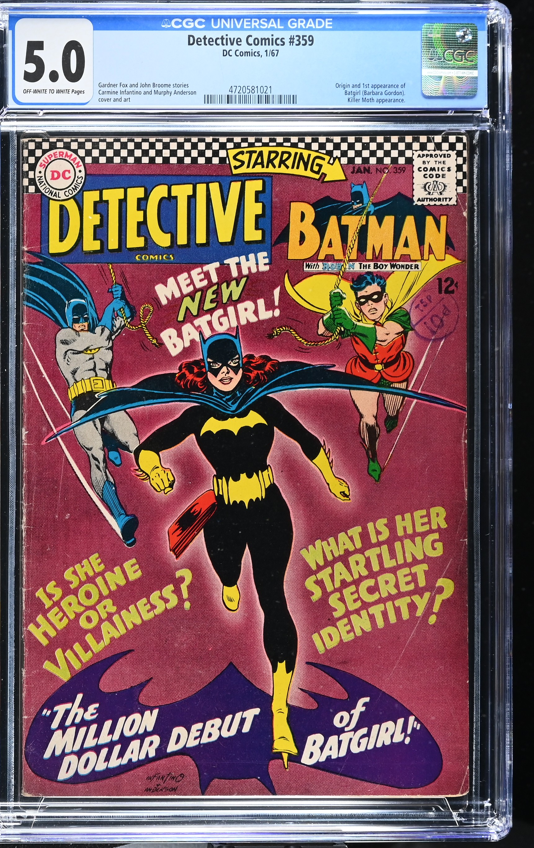 Detective Comics #359 CGC 5.0 1st Appearance and Origin of Batgirl (DC Comics, 1967) Off-White to White Pages