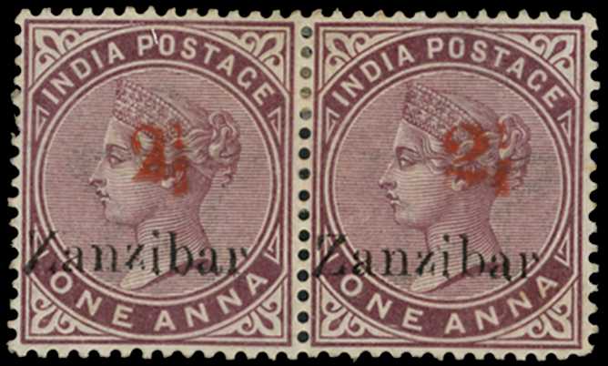 1898 "2½" on 1a plum, red surcharge,...