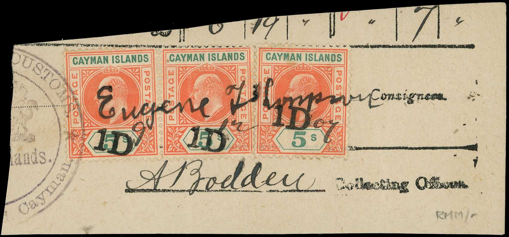 1907 handstamped surcharges, piece of...