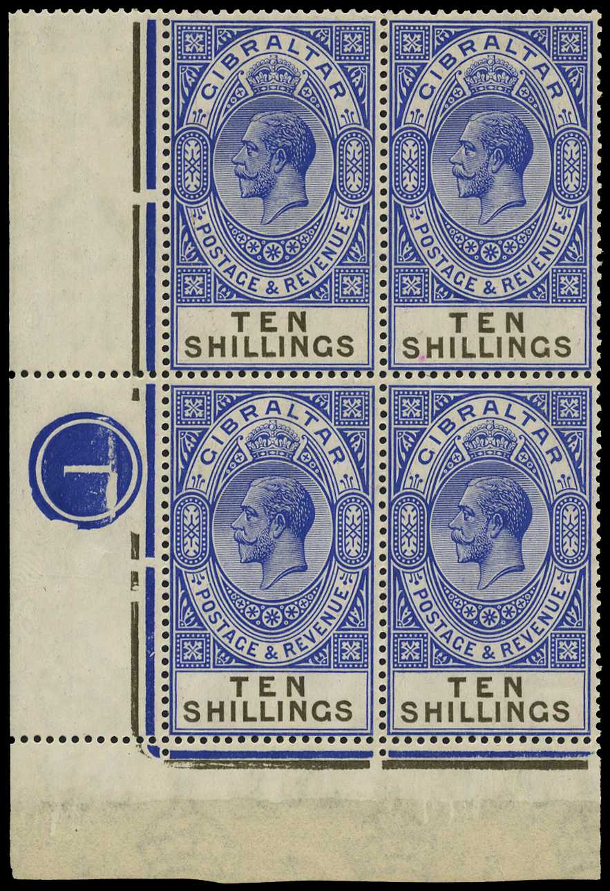 1925 10/- deep ultramarine and black lower...