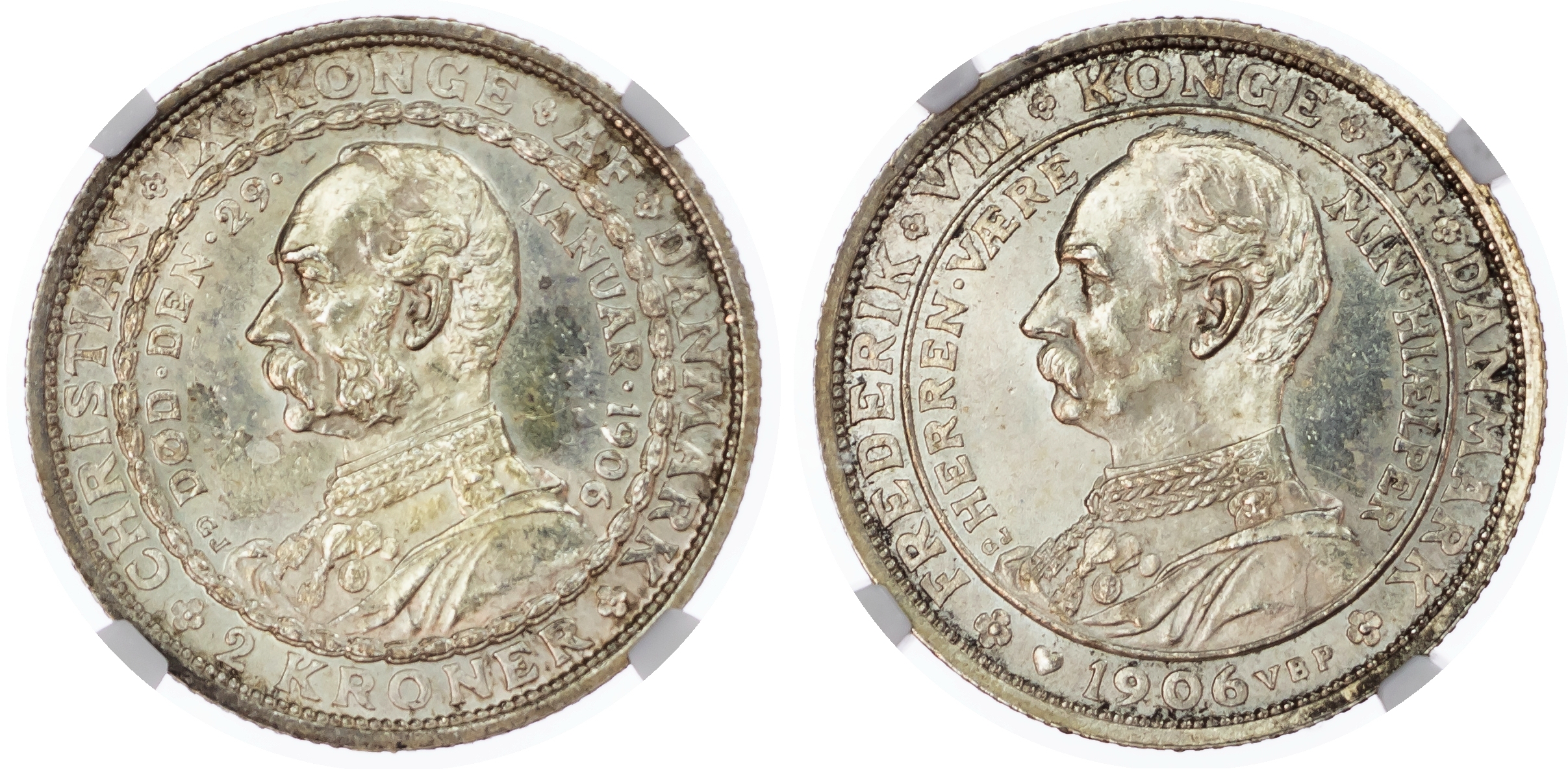 Denmark. Frederick VIII AR 2 Kroner, Accession. 1906 VBP GJ. 