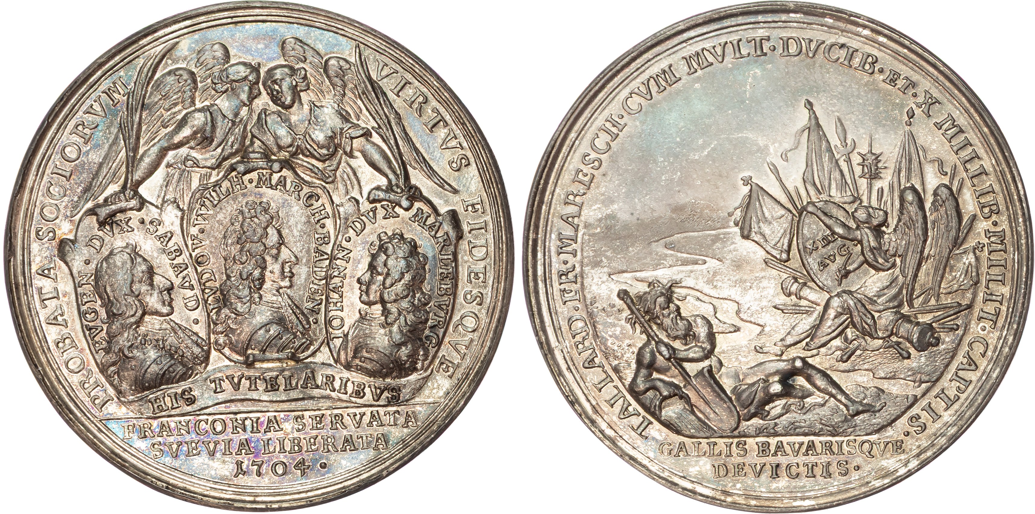 Battle of Blenheim, 1704, silver medal (44mm/35.23gm) by F. Kleiner.